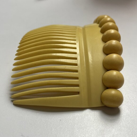 Vintage Unique Decorative Ball Accents Side Hair Comb Yellow main image 8